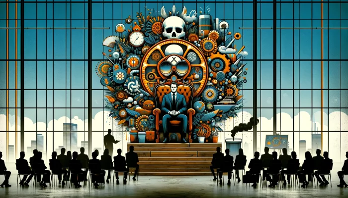 Capa de apresentação ilustrando a urgência de mudar uma cultura organizacional tóxica para uma saudável, mostrando ambientes de trabalho desafiadores e a renovação necessária para o bem-estar dos colaboradores, sem texto