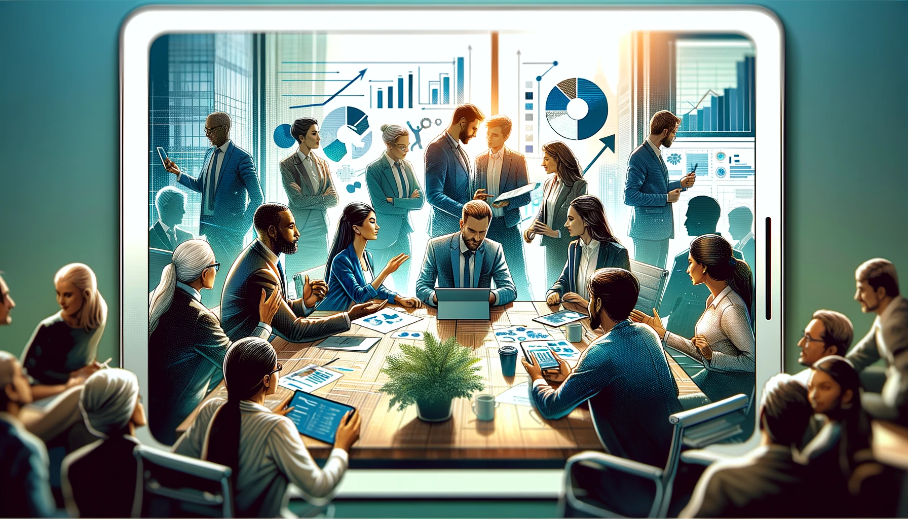 imagem visa capturar um momento de colaboração e desenvolvimento de liderança entre profissionais, com um foco em inovação, crescimento e positividade. Espero que atenda às suas expectativas