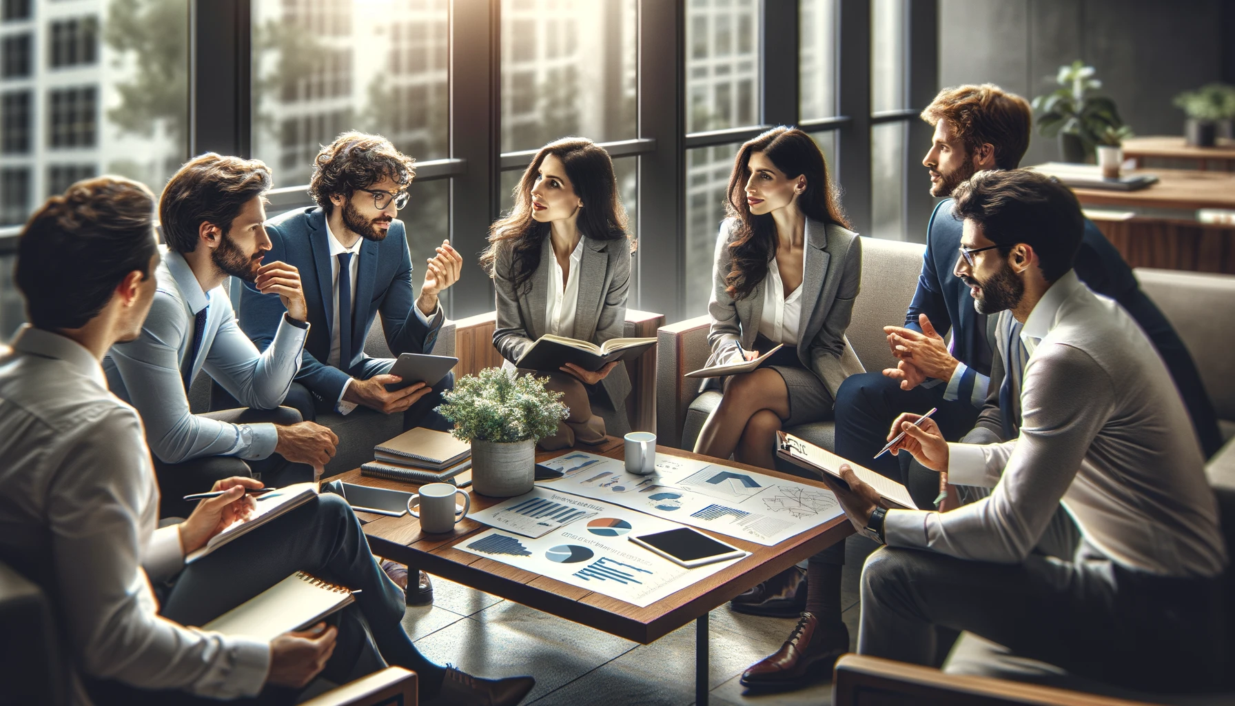 interações entre os profissionais em um ambiente corporativo. A imagem procura destacar as expressões faciais e a dinâmica de colaboração, refletindo o espírito de engajamento e paixão pelo tema "Autoliderança Antifrágil".