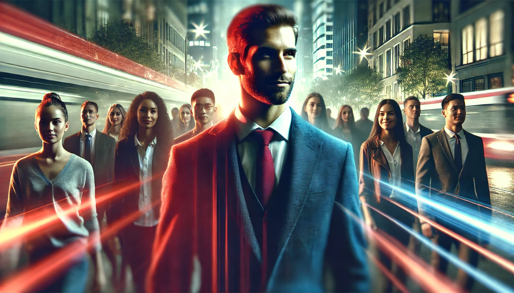 Empresário destacado no meio de uma multidão, simbolizando as estratégias de marketing eficazes para diferenciação no mercado competitivo.