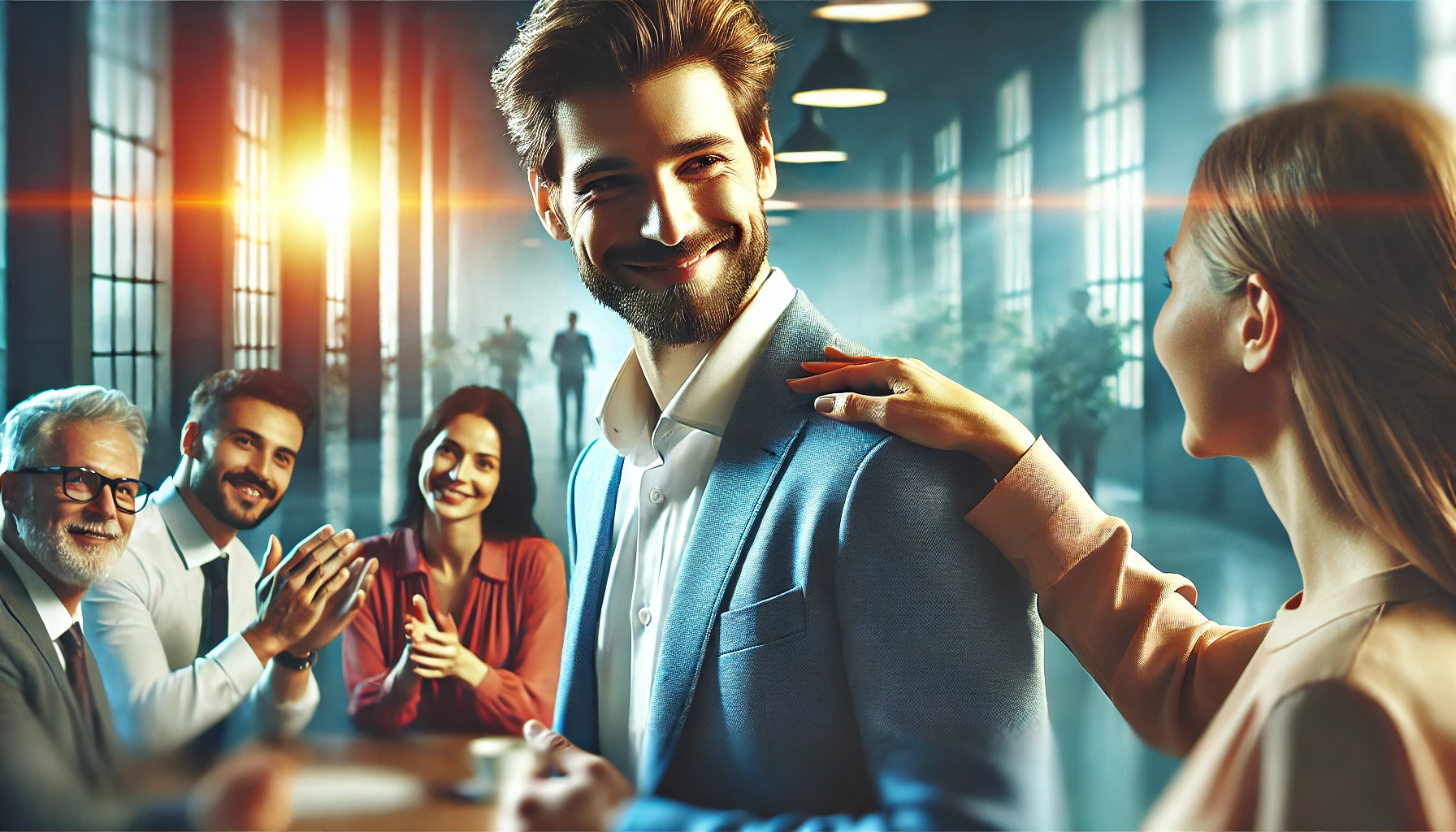 Líder servidor apoiando colaborador, simbolizando conexão e engajamento no ambiente corporativo