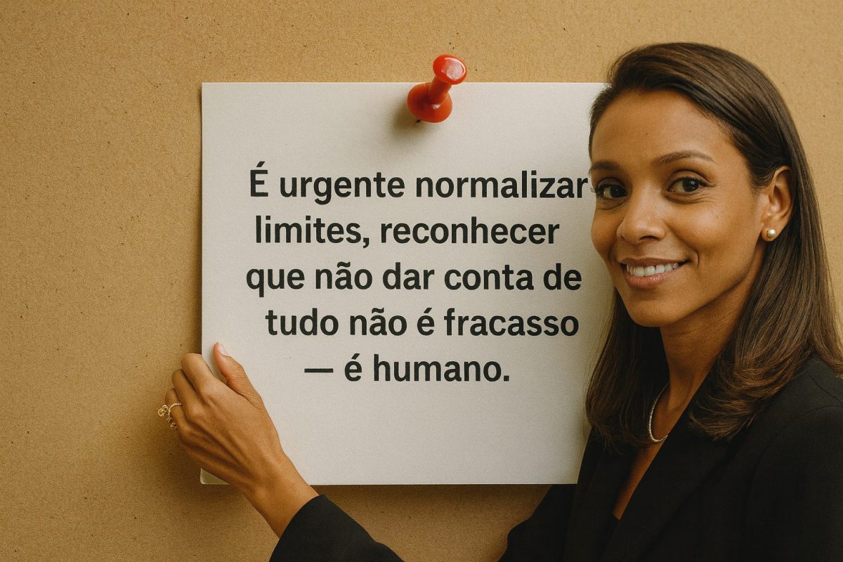 Kamila Guimarães em um retrato realista e cinematográfico, simbolizando a importância de assumir o controle com equilíbrio e propósito.
