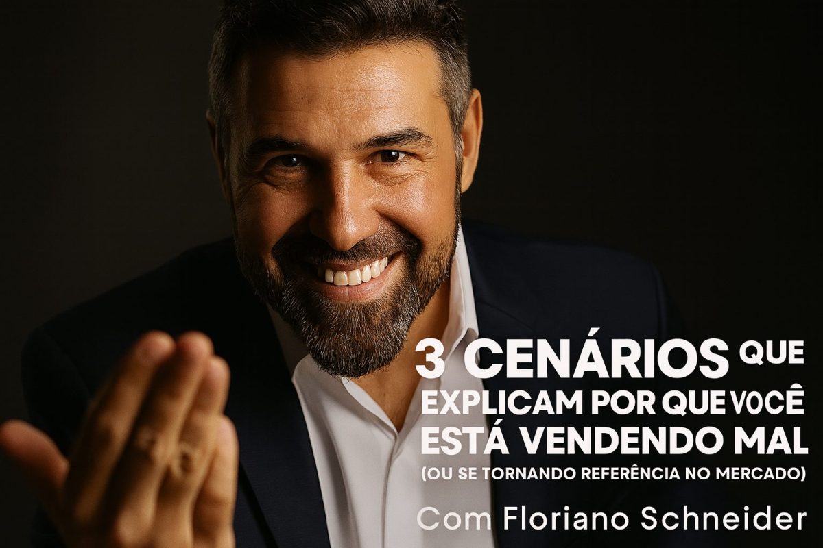 Floriano Schneider com expressão amigável e confiante, em primeiro plano, estendendo a mão com leveza e carisma.